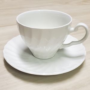 Johnson Bros. Snowhite Regency white swirl ironstone cup and saucer